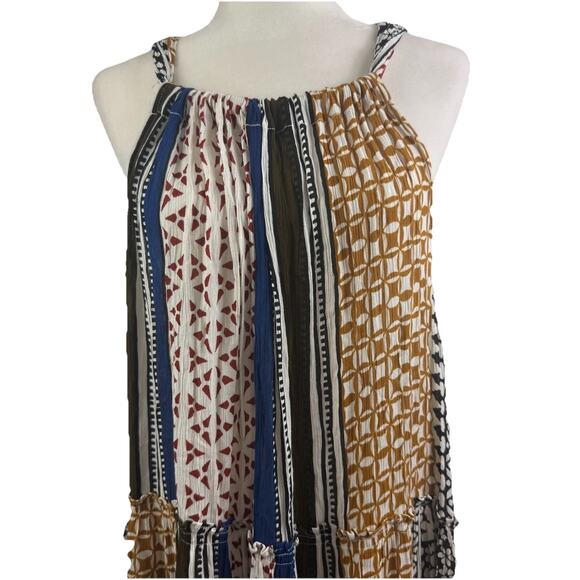 Elan New Western Tiered Maxi Dress Small Halter Tie Neck Bohemian Southwestern - Picture 2 of 15